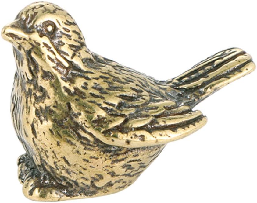 Milisten Vintage Ornaments Mini Vintage Brass Bird Statue Retro Sparrow Figurines Small Animal Sculpture for Living Room Bedroom Home Office Desktop Shelf Ornaments Golden Home Ornament