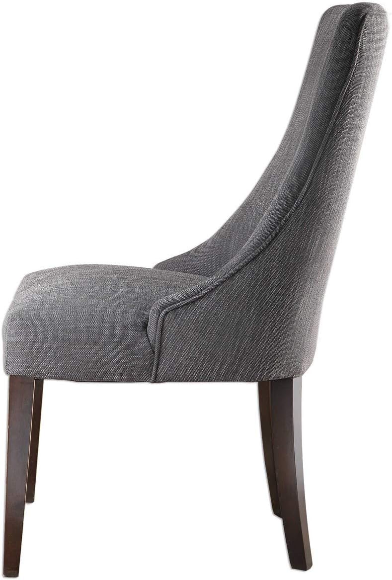 MY SWANKY HOME Elegant Charcoal Gray Dining Chairs Set 2 Rounded Back Curve Fabric Upholstery