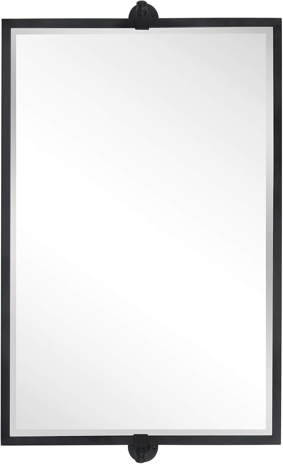 TEHOME Horizontal Pivot Mirror Black Metal Framed Tilt Rectangle Bathroom Mirror Tilting Beveled Vanity Mirrors for Wall, 38.5 x 24 inch