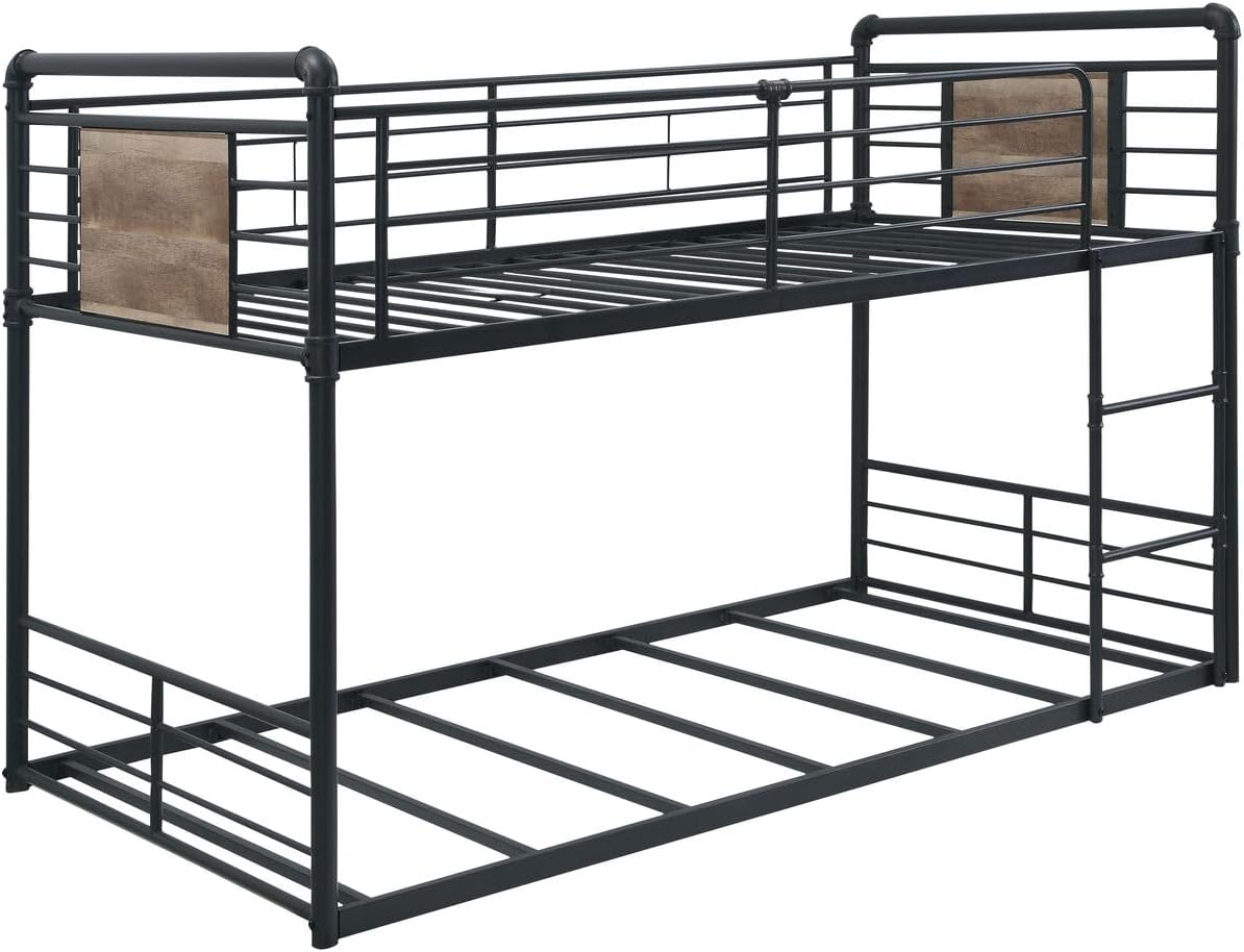 Acme Cordelia Twin Metal Bunk Bed in Sandy Black and Dark Bronze