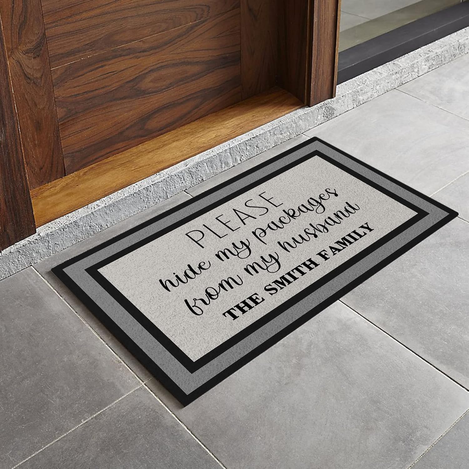 Please Hide Packages from My Husband Doormat Custom Personalized Doormats Indoor Outdoor Entrance Floor Mat Home Welcome Front Door Mat Non Slip Rubber Backing