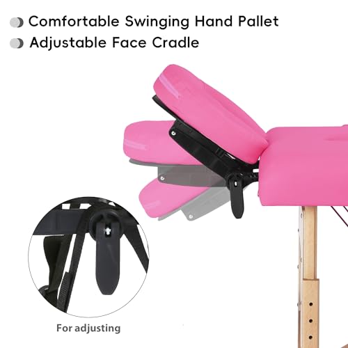 Portable Massage Table Folding with Free Accessories, Wooden/Aluminum 84