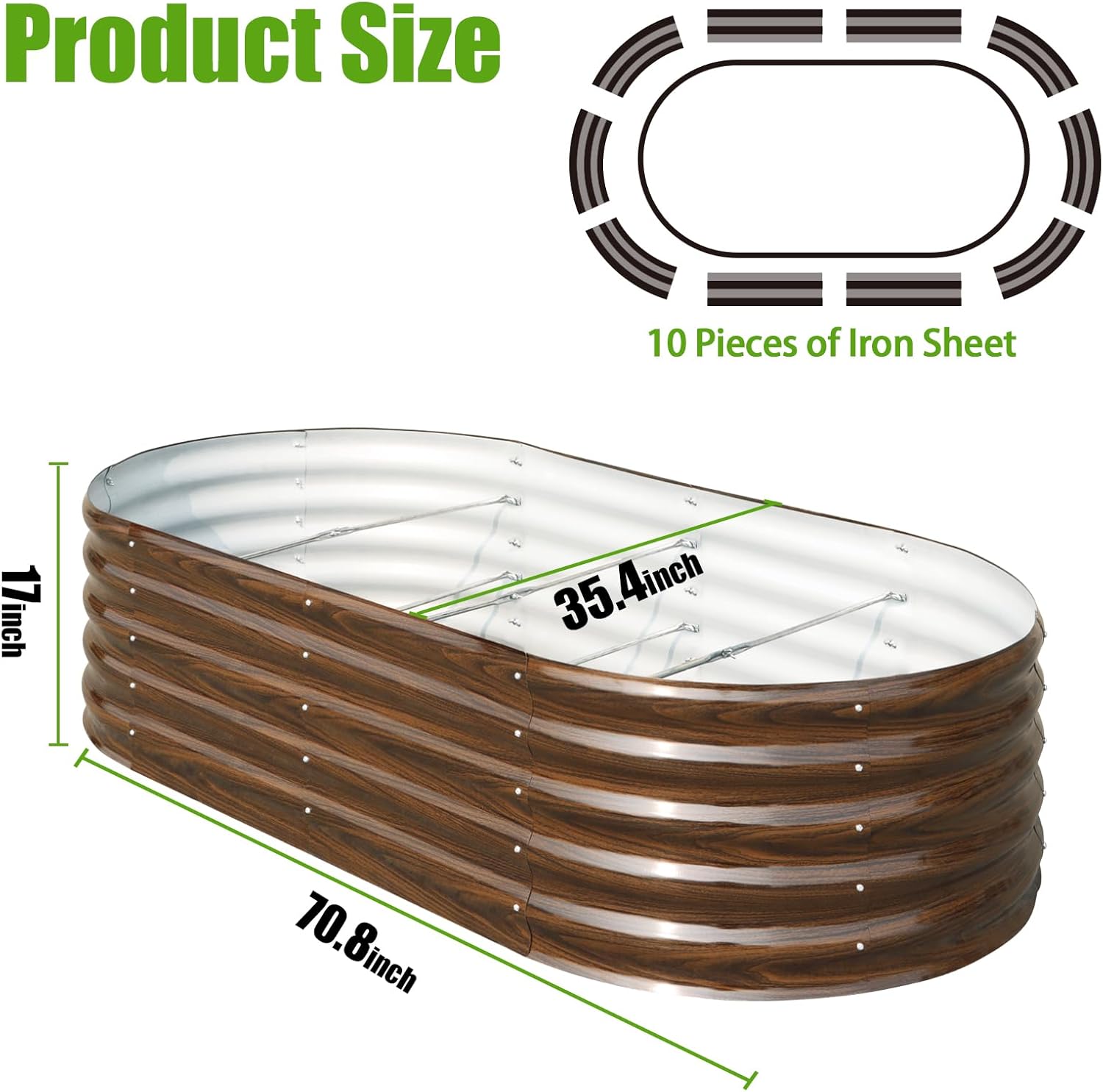 SnugNiture 3 Pcs 2x2x1ft Round Galvanized Raised Garden Bed, 6x3x1.5ft Oval Garden Bed