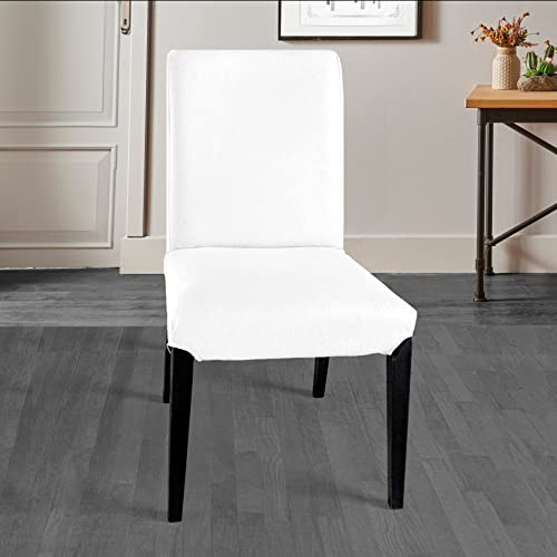 100% European Linen Cotton Slipcover, Compatible with IKEA Henriksdal Dining Chair, Solid White - Set of 2