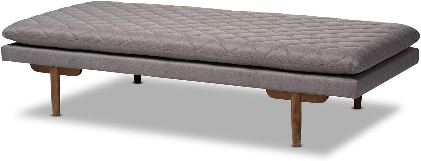 Baxton Studio Marit Grey Upholstered Walnut Wood Daybed