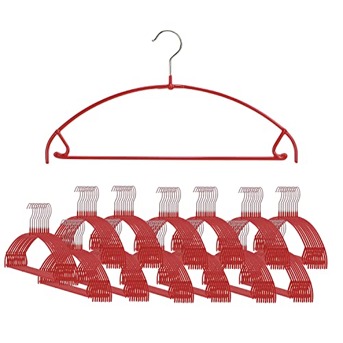 Mawa by Reston Lloyd Euro Ultra Light/Thin Series, Non-Slip Space-Saving Clothes Hanger with Bar & Hooks for Pants and Skirts, Style 42/PTU, Set of 10, Black