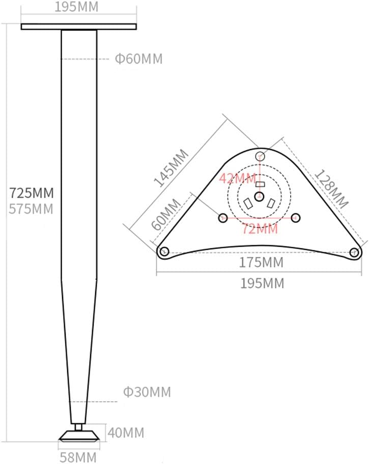 Furniture Legs Tapered Table Legs, Furniture Desk Legs Adjustable, Fashion Metal Coffee Table Legs Black Modern Simplicity Dining Table Legs Office Desk Legs 28