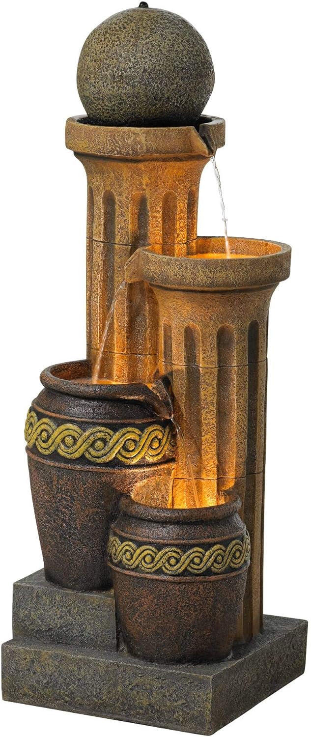 Sphere Jugs and Column Rustic Outdoor Floor Water Fountain 50
