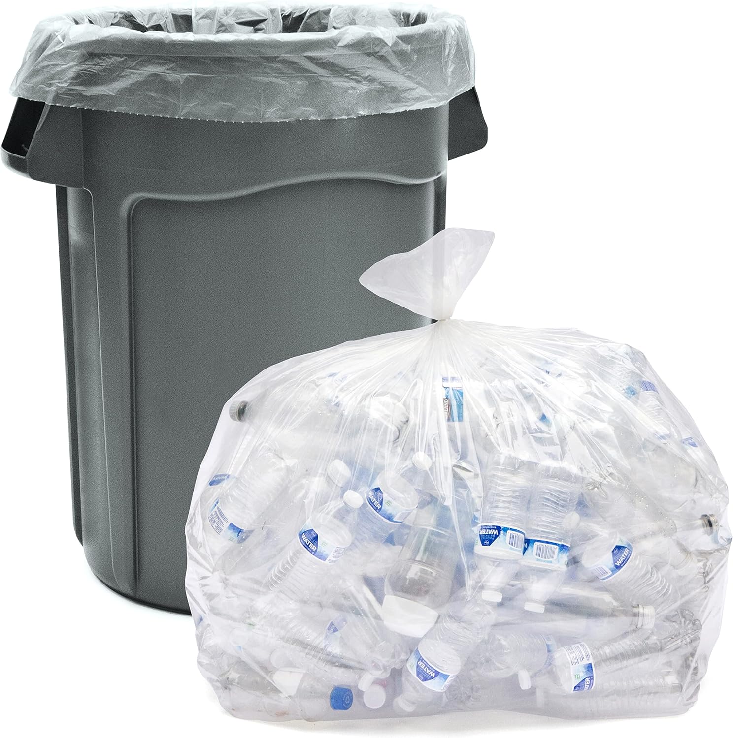 30-33 Gallon Clear Trash Bags, (250 Bags) Large Clear Plastic Recycling Garbage Bags
