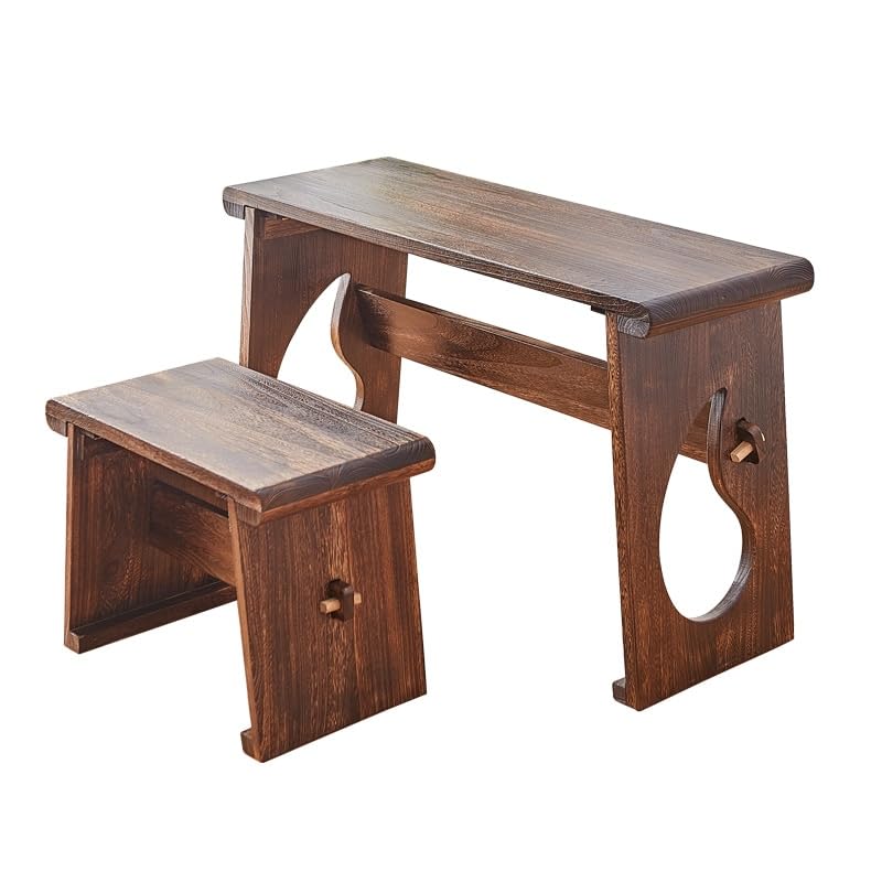 Coffee Table Table Guqin Table Wood Asian Style Old Wood Room Furniture Oriental Wood Table Japanese Tea Picture Writing Tea Table (Size : Table and Stool)