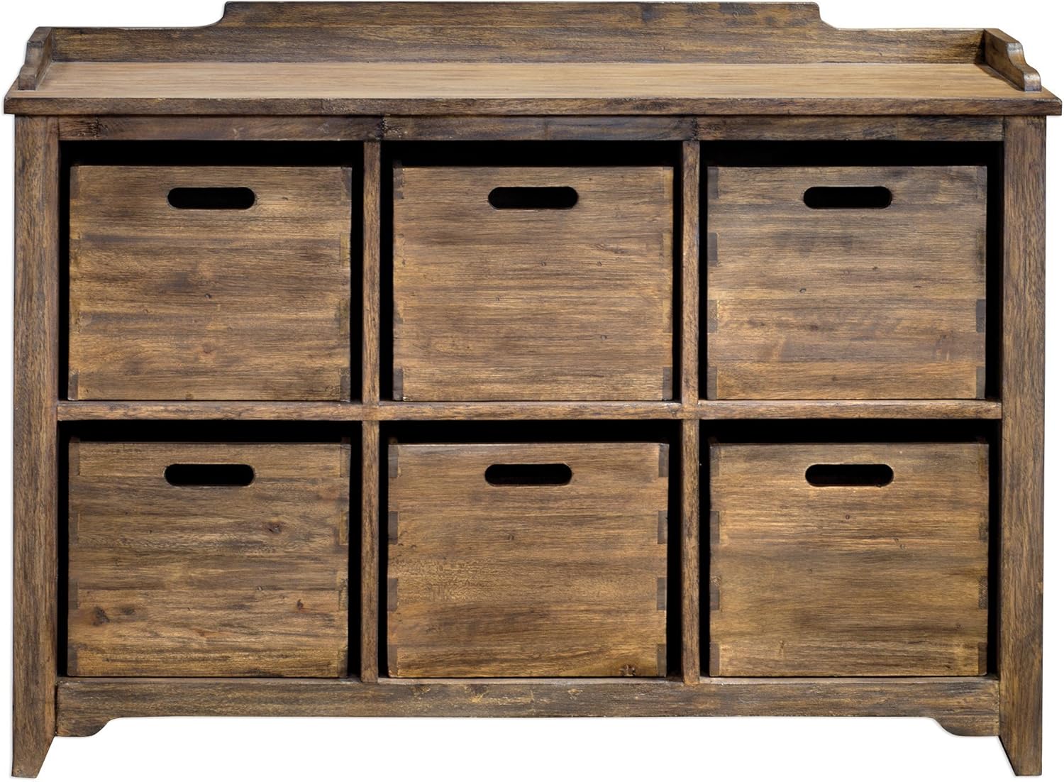 MY SWANKY HOME Rustic Vintage Antique Style Storage Bin Hobby Cabinet Cupboard Six Drawer Wood