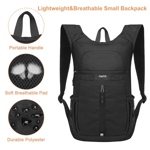 MOSISO 10L Lightweight Hiking Daypack Small Packable Travel Hiking Backpack, Foldable Shoulder Bag with Front Vertical Pocket, Black