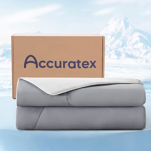 ACCURATEX Cooling Comforter King Size,Q-Max > 0.45 Arc-Chill Cooling Fiber, Lightweight Cool Blanket for Hot Sleepers and Night Sweats, Soft Breathable Summer Cooling Comforter,Grey(104