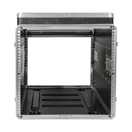 Sound Town Lightweight and Compact 10U ATA ABS Rack Case, with Slant Mixer Top, Casters, 24.5
