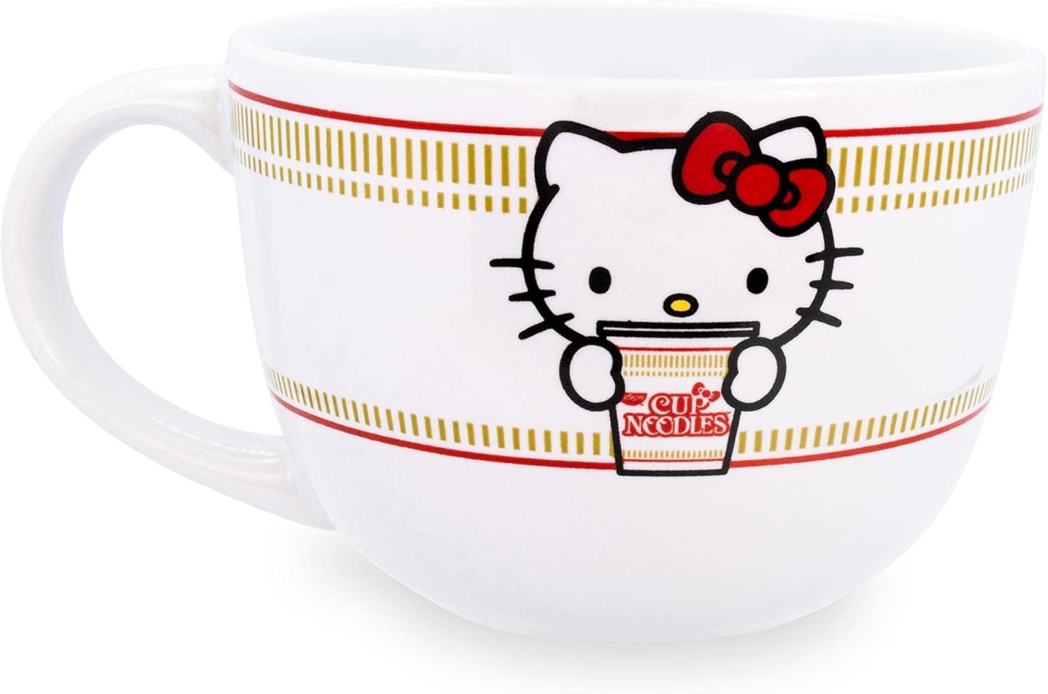 Toynk Sanrio Hello Kitty x Nissin Cup Noodles 24-Ounce Ceramic Soup Mug | Bowl For Ice Cream, Cereal, Oatmeal | Large Coffee Cup For Espresso, Caffeine, Beverage | Cute Home & Kitchen Essentials