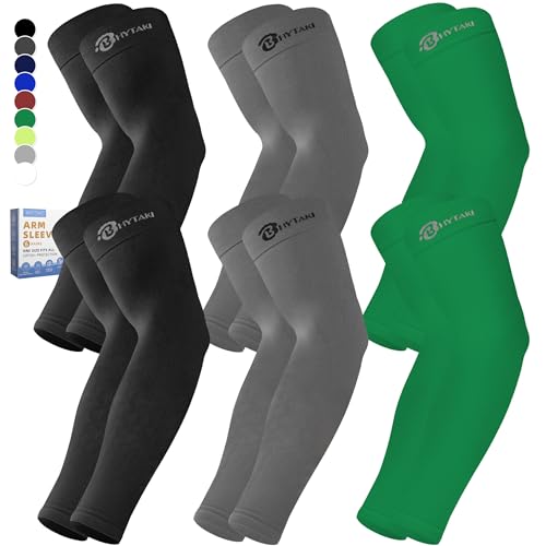BHYTAKI Cooling Compression Arm Sleeves for Men Women,UPF50 UV Sun Protection Sleeves for Work Sport Tattoo Cover Up
