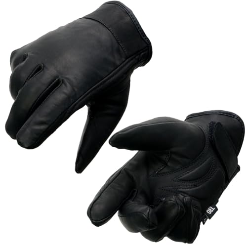 Milwaukee Leather MG7522 Men's Black Leather Waterproof Cruiser Motorcycle Hand Gloves W/Gel Padded Palm