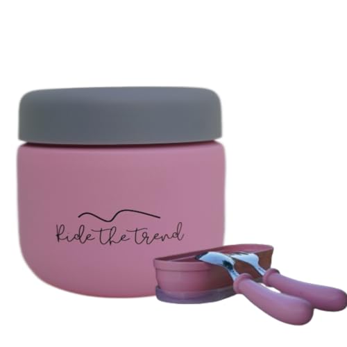 12oz 9oz Stainless Steel Vacuum Insulated Storage Food Jar, Set Leak-Proof Soup Thermos for Kids and Adults, Container for 8h Hot and 6h Cold Meals, Premium Quality (Pink 12oz)