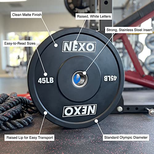 NEXO Matte Black Rubber Bumper Plates - Premium Matte Finish Sets or Pairs Cross Training Weight Plates