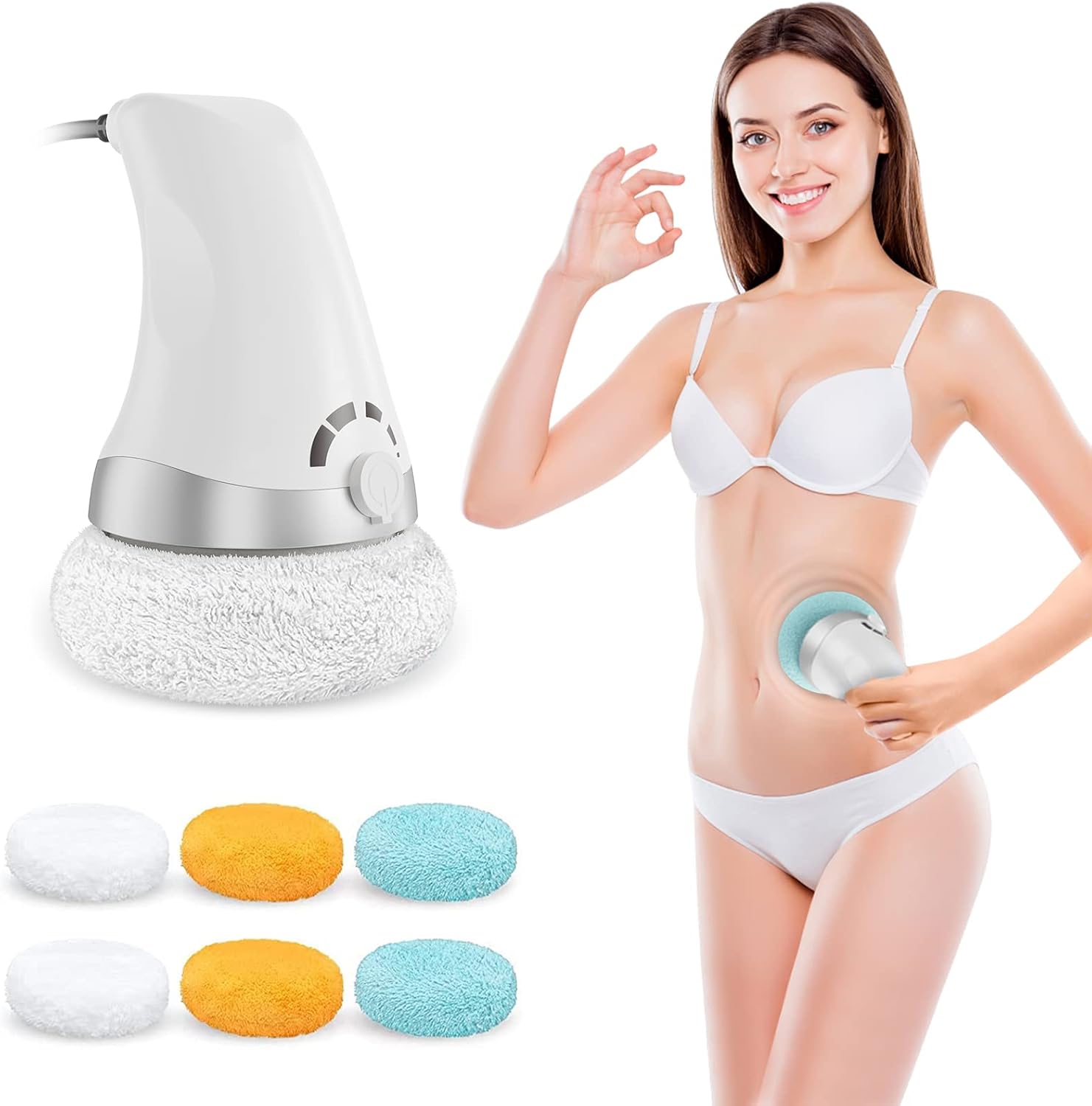Body Massager,Body Sculpting Machine,Handheld Back Massager Electric with 6 Washable Pads for Arm Leg Hip Belly