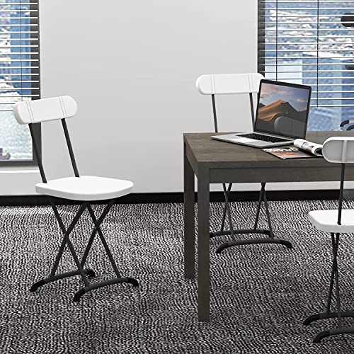 GYMAX Folding Chair, 400lbs Plastic Chairs Set with Steel Frame & Ergonomic Curved Back, Indoor & Outdoor Commercial Event Seat for Meeting, Wedding, Stackable Lightweight Folding Chairs (10, White)