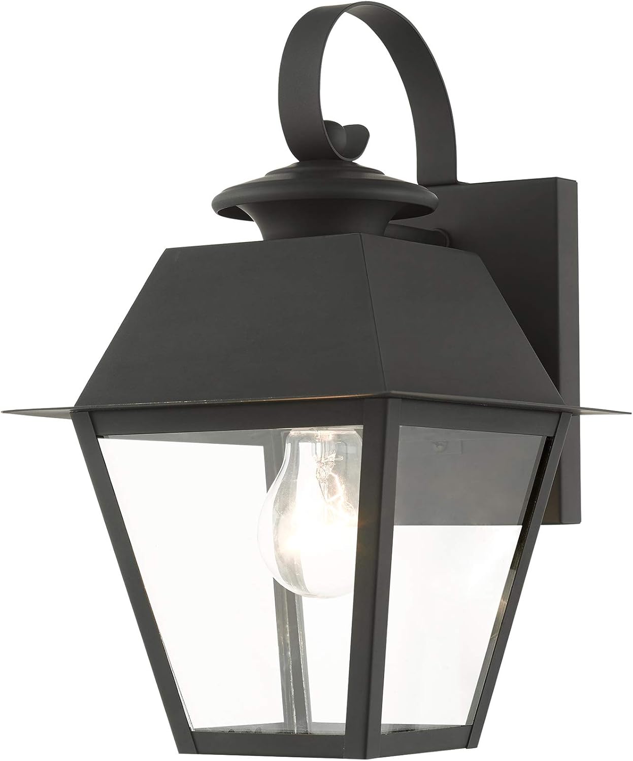 Livex Lighting 27212-04 Wentworth Collection 1 Light Outdoor Wall Lantern, Black with Brushed Nickel Finish Cluster