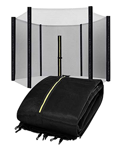 Trampoline spares Round Trampoline Safety Net 10ft 12ft 13ft 14ft 15ft 16ft Replacement Trampolines Enclosure Net with Zipper and Buckle Visibility Tear and Weather-resistant