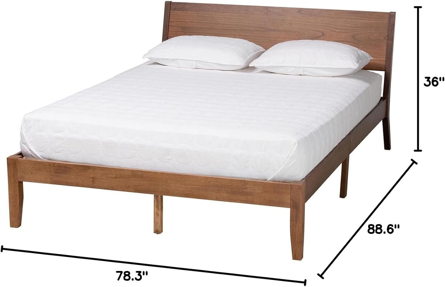 Baxton Studio Salvatore Wood King Size Platform Bed in Walnut Brown