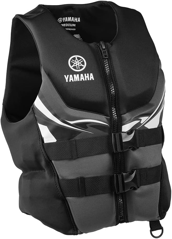Yamaha Motor Corp. Men's Neoprene Two-Buckle PFD Life Jacket Vest (X-Large, Black/Gray/White) (318 (MAR-22VNE))