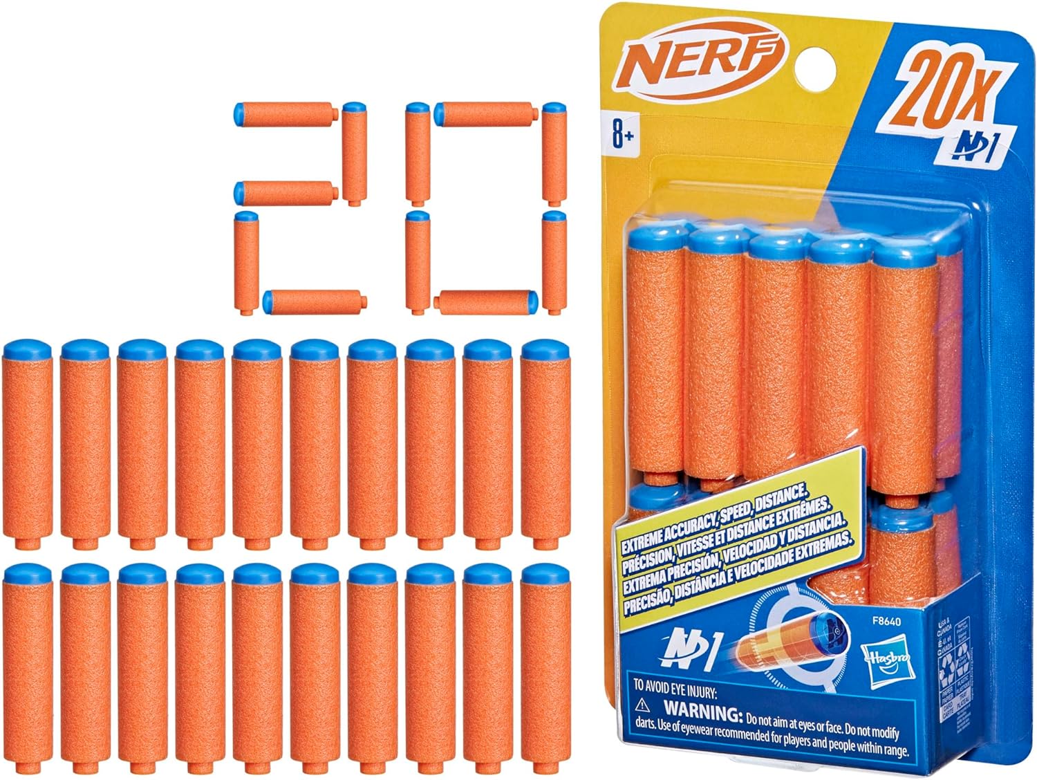 Nerf N Series N1 Darts, Includes 20 Refill Darts, Compatible Only with Nerf N Series Blasters, Outdoor Games, Ages 8+