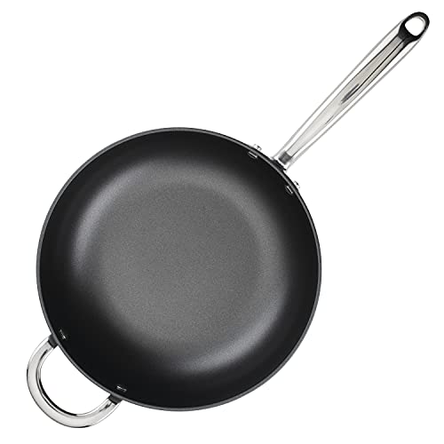 Rachael Ray 80088 Professional Hard Anodized Nonstick Sauce Pan/Saucepan/Saucier with Helper Handle and Lid, 4 Quart - Gray