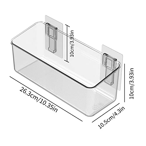 Adhesive Mount Storage Organizer Container Basket Bins, Plastic Over Cabinet Door Organizer, Pantry Wall Organization, Bathroom Organizer, Space Saving Holder for Sandwich Bags-4 Pack