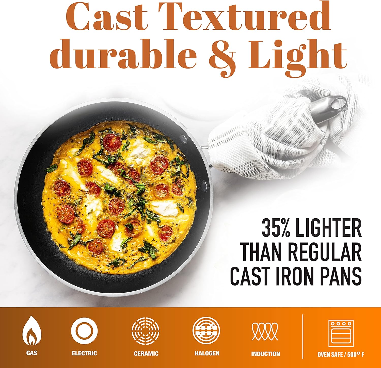 GOTHAM STEEL Nonstick Frying Pan, Copper Cast 11” Ceramic Frying Pan with Ultra Durable Mineral & Diamond Coating, Egg Pan & Omelette Pan Nonstick, Stay Cool Handle, Toxin Free, Dishwasher Safe…