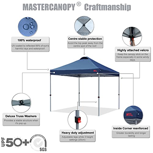 MASTERCANOPY Durable Pop-up Canopy Tent with Roller Bag (Black)