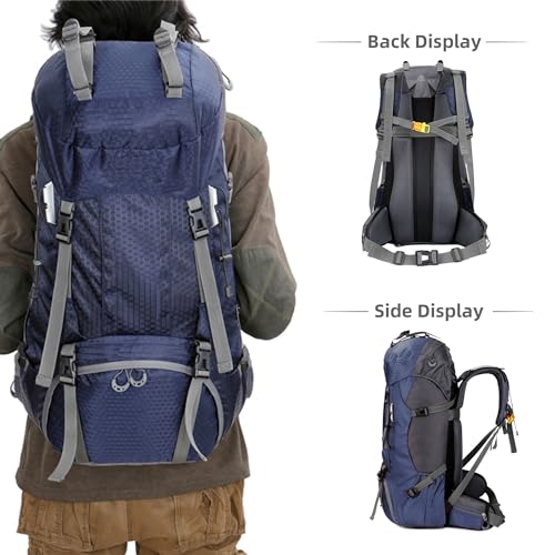 King'sGuard 60L Hiking Backpack, Waterproof Camping Backpacking Backpack for Men Outdoor Climbing Daypack (Orange)