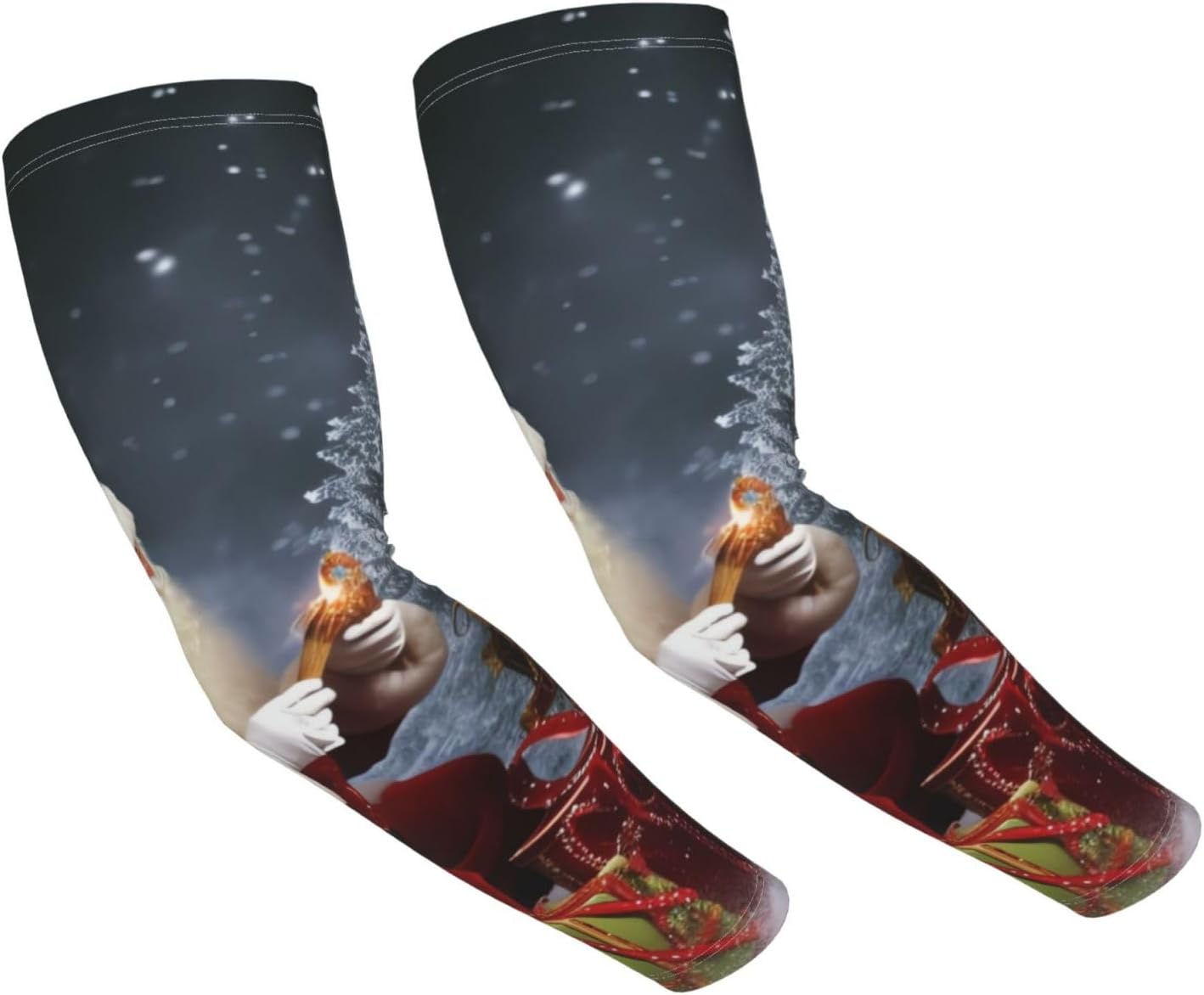 UV Sun Protection Arm Sleeves Merry Christmas Santa's gift Compression Sleeves Cooling Arm Sleeves for Men Women Gardening Sleeves