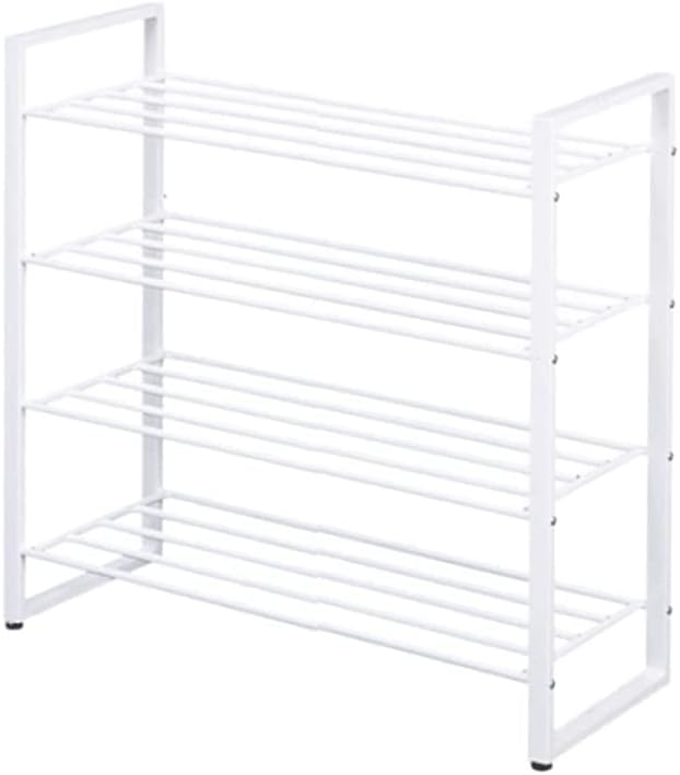 Fashion Shoe Rack 4 Tier Metal Shoe Racks Stable Free Standing Shoe Racks Entry Closet Shoe Shelf Large Capacity Shoe Storage Organizer Exquisite Beautiful (65 Cm/25.5 in White)