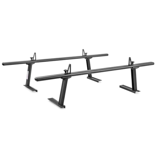 AA-Racks Model APX2502-BLK Low-Profile Utility Aluminum Pick-Up Truck Ladder Rack with Load Stops