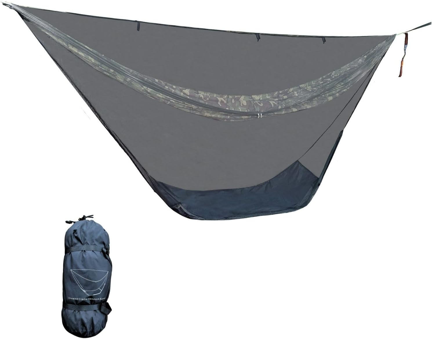 onewind Hammock Mosquito Net, Camping Hammock Bug Net with Zipper No See Um Mesh Lightweight Camping Bugnet with Floor for 11ft 12ft Hammock for Hiking Backpacking with Furry Friends