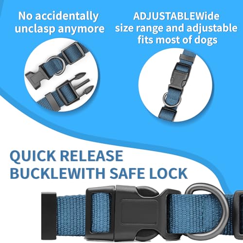 Blue Dog Collar and Leash Set, Breathable Bamboo Fiber Adjustable Dog Collar and 4Ft Dog Leash for Small Dog Daily Walking