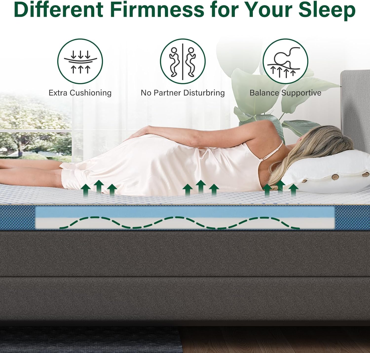 4 Inch Firm Memory Foam Mattress Topper Queen Size, Gel Infused Bed Topper with High Density Extra Firm Foam-Relieve Back Pain with Ultra Comfy Cover