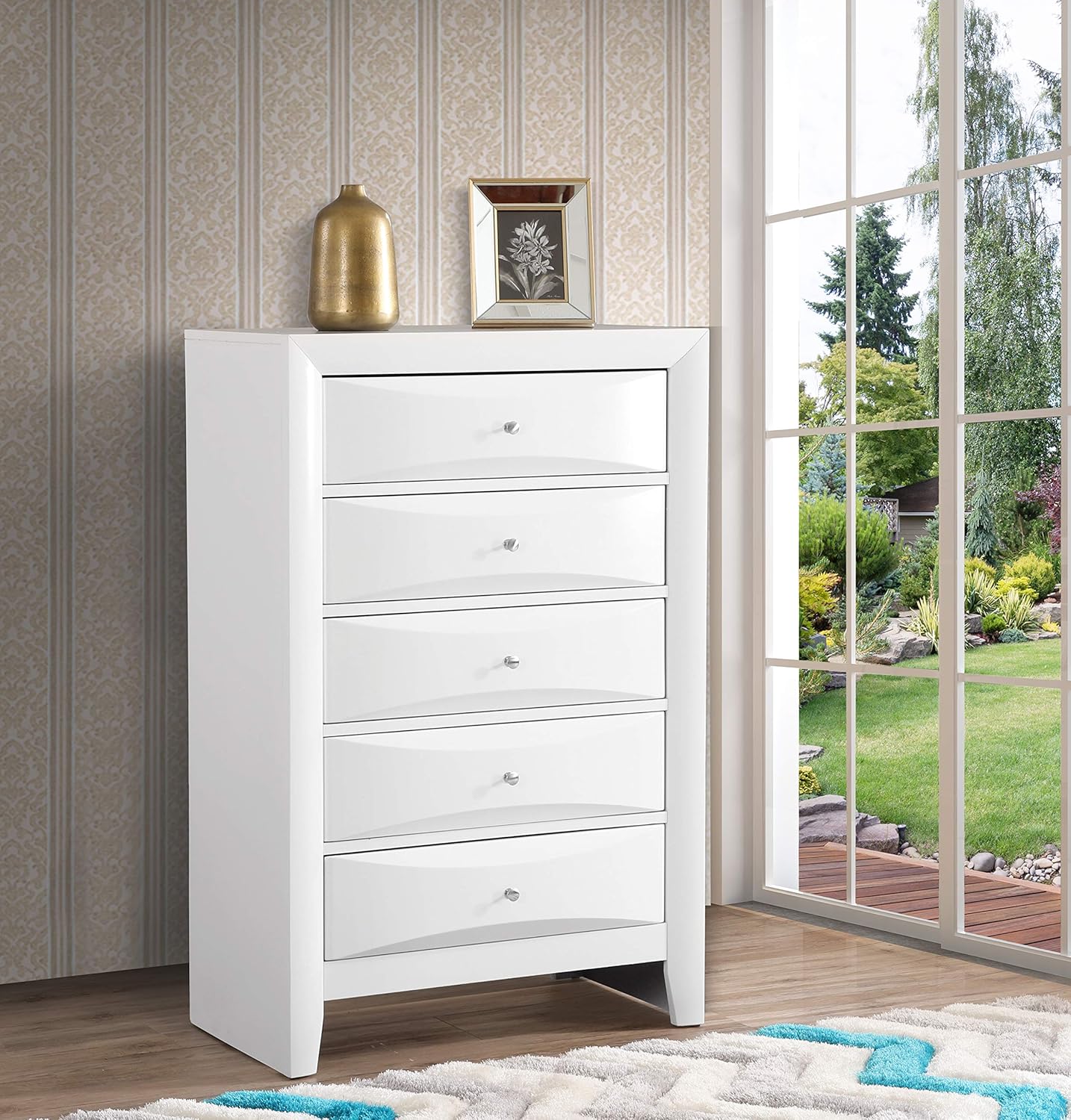 Glory Furniture Marilla 5 Drawer Chest in White