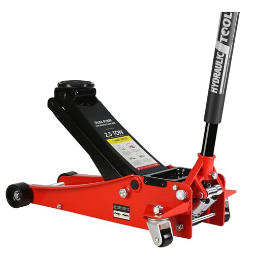 2.5 Ton Floor Jack,Low Profile Steel Racing Floor Jack with Dual Pistons Quick Lift Pump,Hydraulic floorjack,Lifting Range 3.5