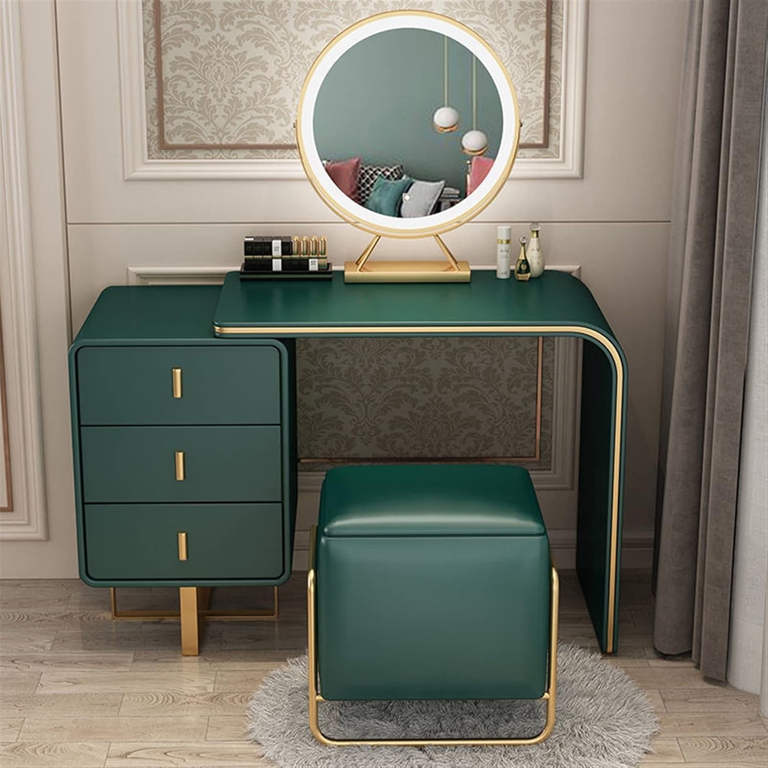 szt Vanity Benches Furniture Set Dressing Table Modern Bedroom Dressing Table with Drawers Mirror Storage Table (Color : 6) (6)