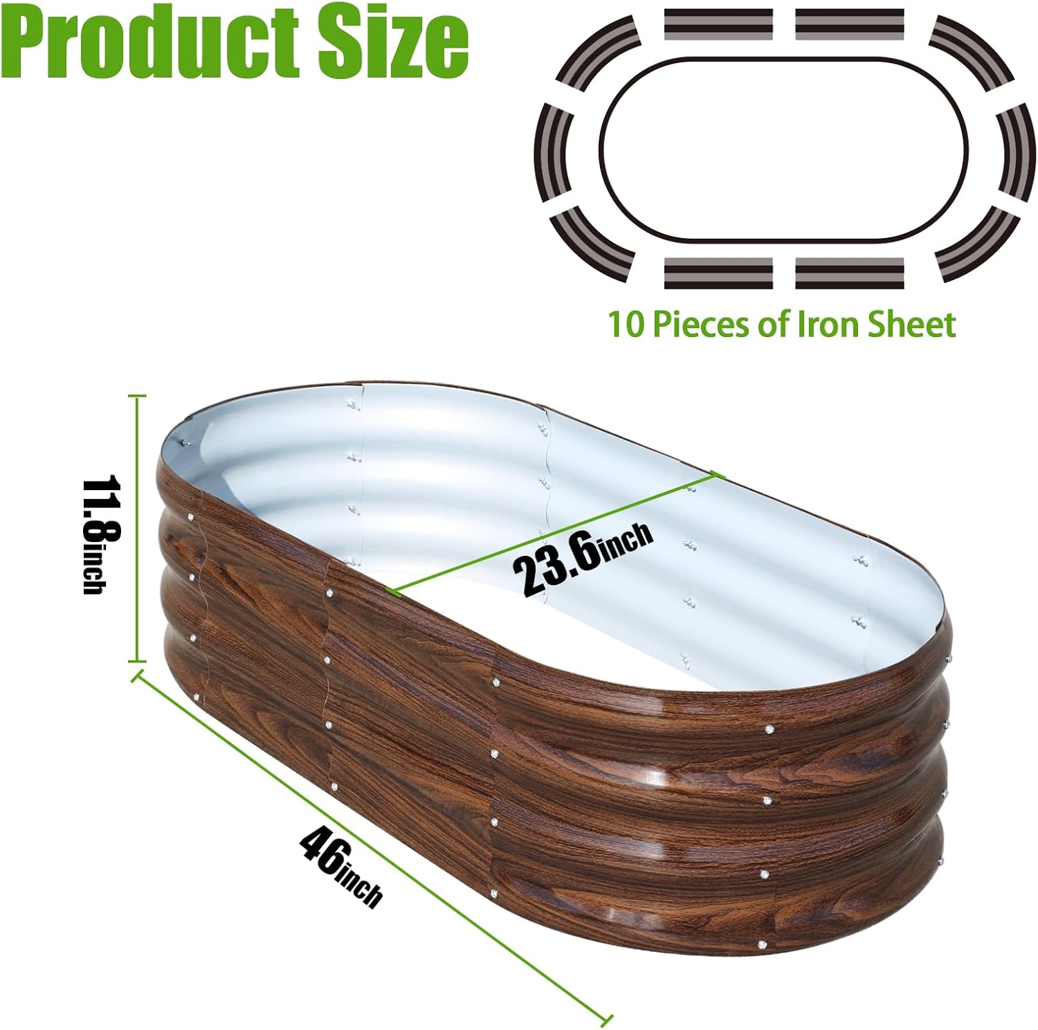 SnugNiture 2 Pcs 4x2x1ft Oval Metal Garden Bed. 3 Pcs 2x2x1ft Round Galvanized Raised Garden Bed