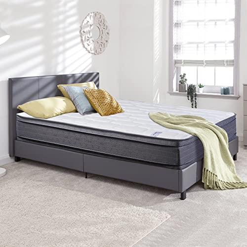 12-Inch Foam Encased Double Pillow Top Medium Plush With Exceptional Back Support Double Sided Innerspring Mattress And 8-Inch Wood Box Spring/Foundation Set, King