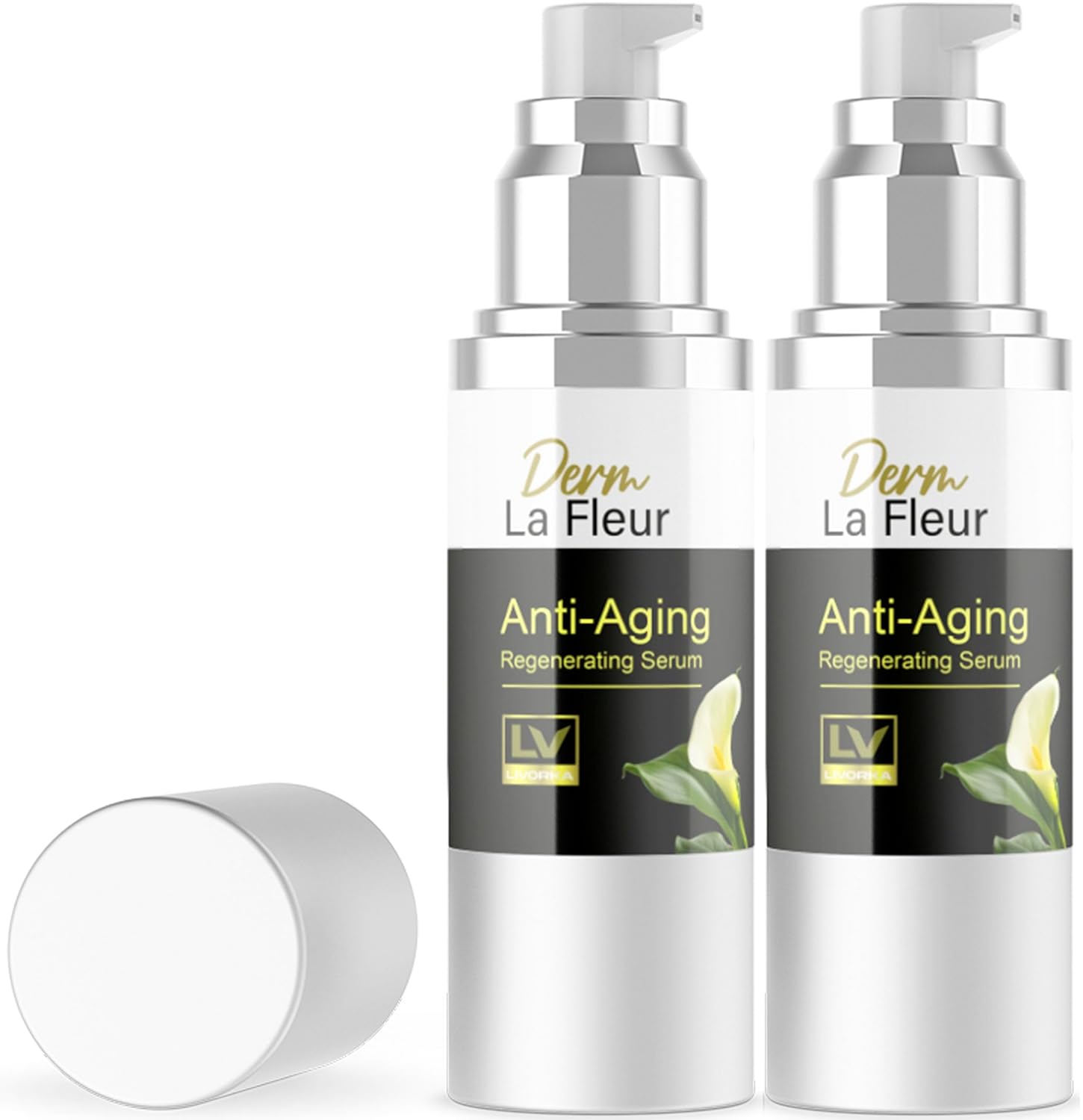 2 Pack - Derm La Fleur Anti- Aging Serum - Derm La Fleur Plus, Derm La Fleur Luxe 2 Bottles Serum For 2 Months, Derma Fleur Moisturizing Skin Conditioner.