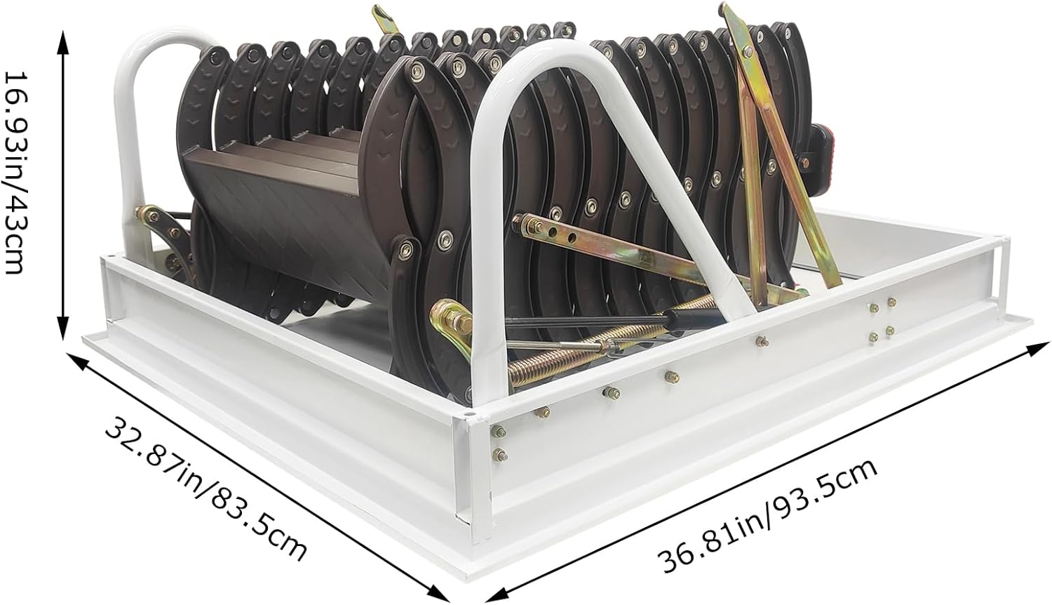 TECHTONGDA Pull Down Attic Ladder, Folding Ladder Loft Stair for Ceiling, 12 Steps 9.8ft Attic Stairs, Chocolate 31.5 x 35.4 Inch Retractable Attic Ladder, Carbon Steel Attic Steps Extension Ladder