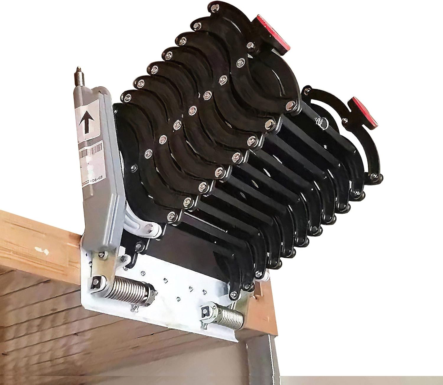 TECHTONGDA Folding Attic Ladder Pull Down Attic Stairs, Narrow Wall-mounted Attic Steps, Retractable Loft Ladder Stairs, 12 Steps Alloy Attic Access Ladder, 9.8feet Max Vertial Height, Folding Stairs