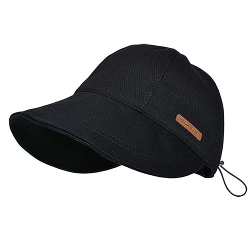 Women's UV Protection Sun-Hat Wide-Brim Sun-Visor Adjustable Foldable Beach-Hats for Women